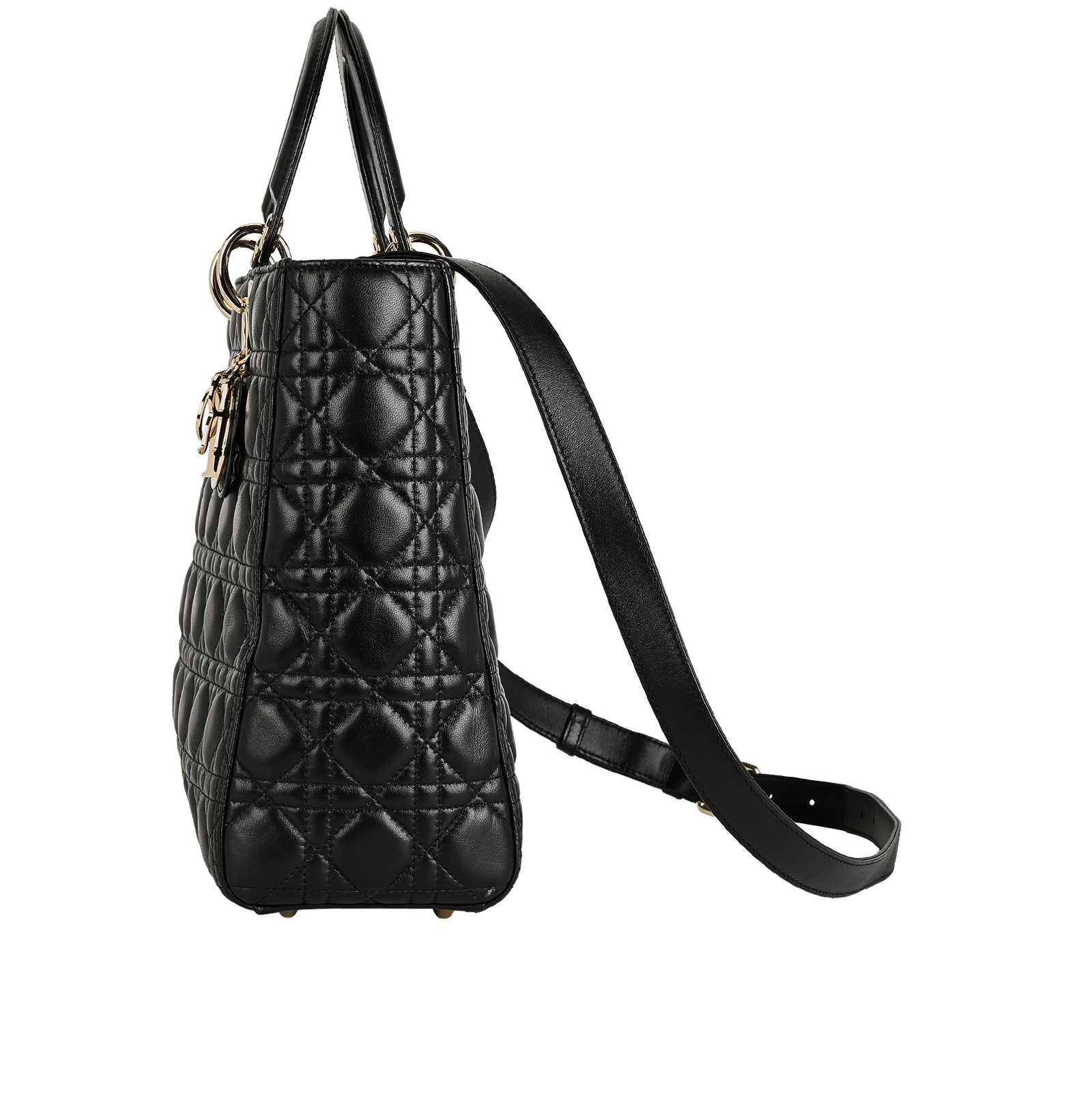 Large Lady Dior, &pound;2,300, Handbags, Black, Leather, Bottom view